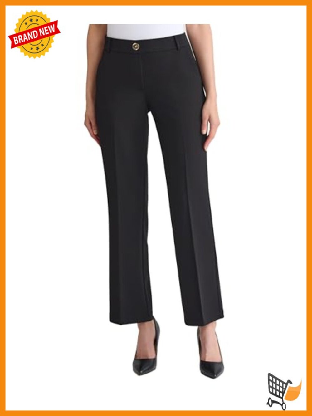 Women's Stretch Twill Pull On Trouser Leg Pant Business Casual Slacks